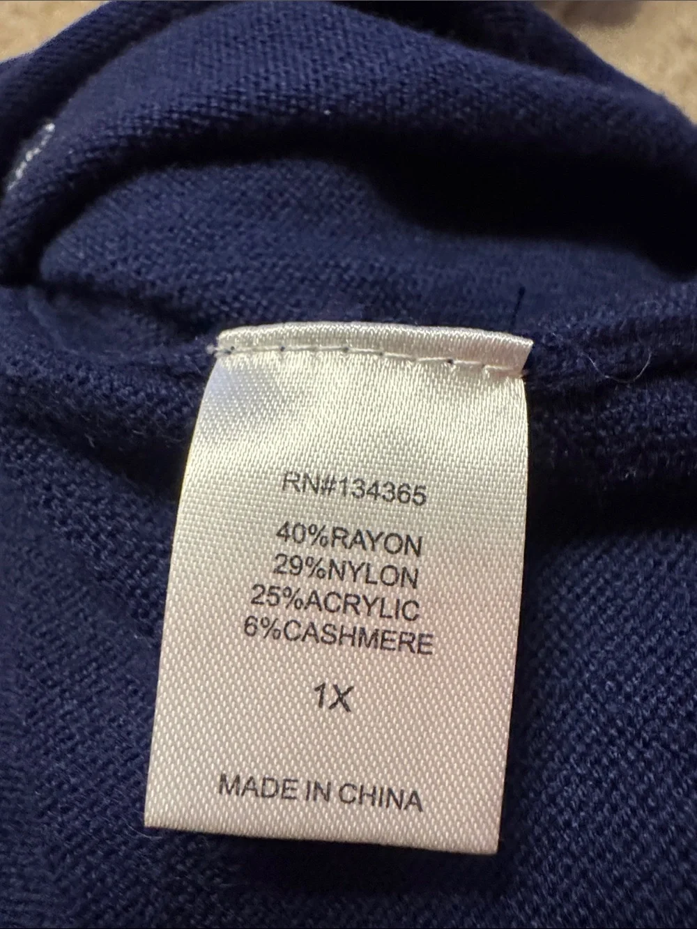 Laurie Felt Navy V-Neck Sweater with White Star Accents - Picture 7 of 7